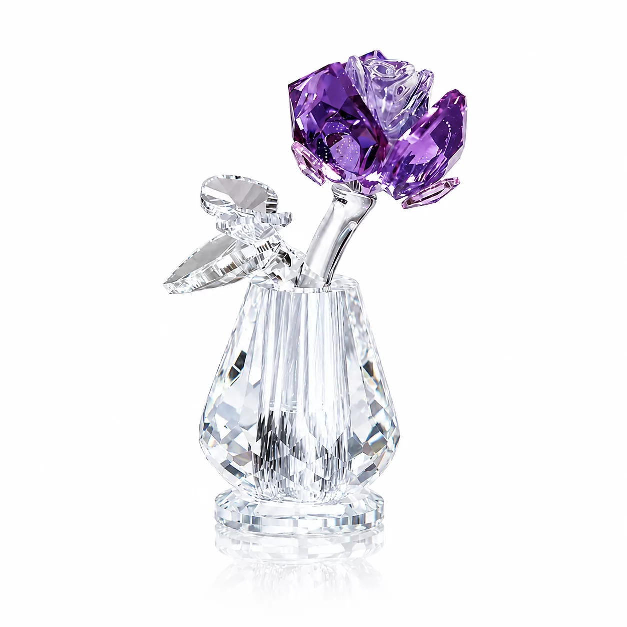 Blue Crystal Rose in Clear Vase Figurine – Elegant Floral Keepsake for Wedding, Anniversary & Home Dec view 2