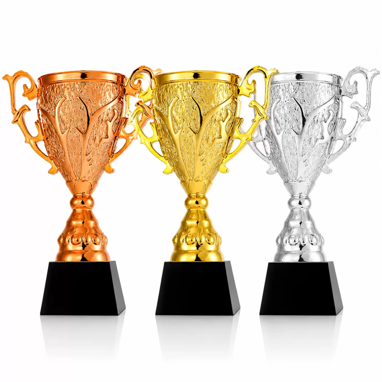 Gold Silver Bronze Resin Trophy Cup with Handles for Champion & Competition Awards