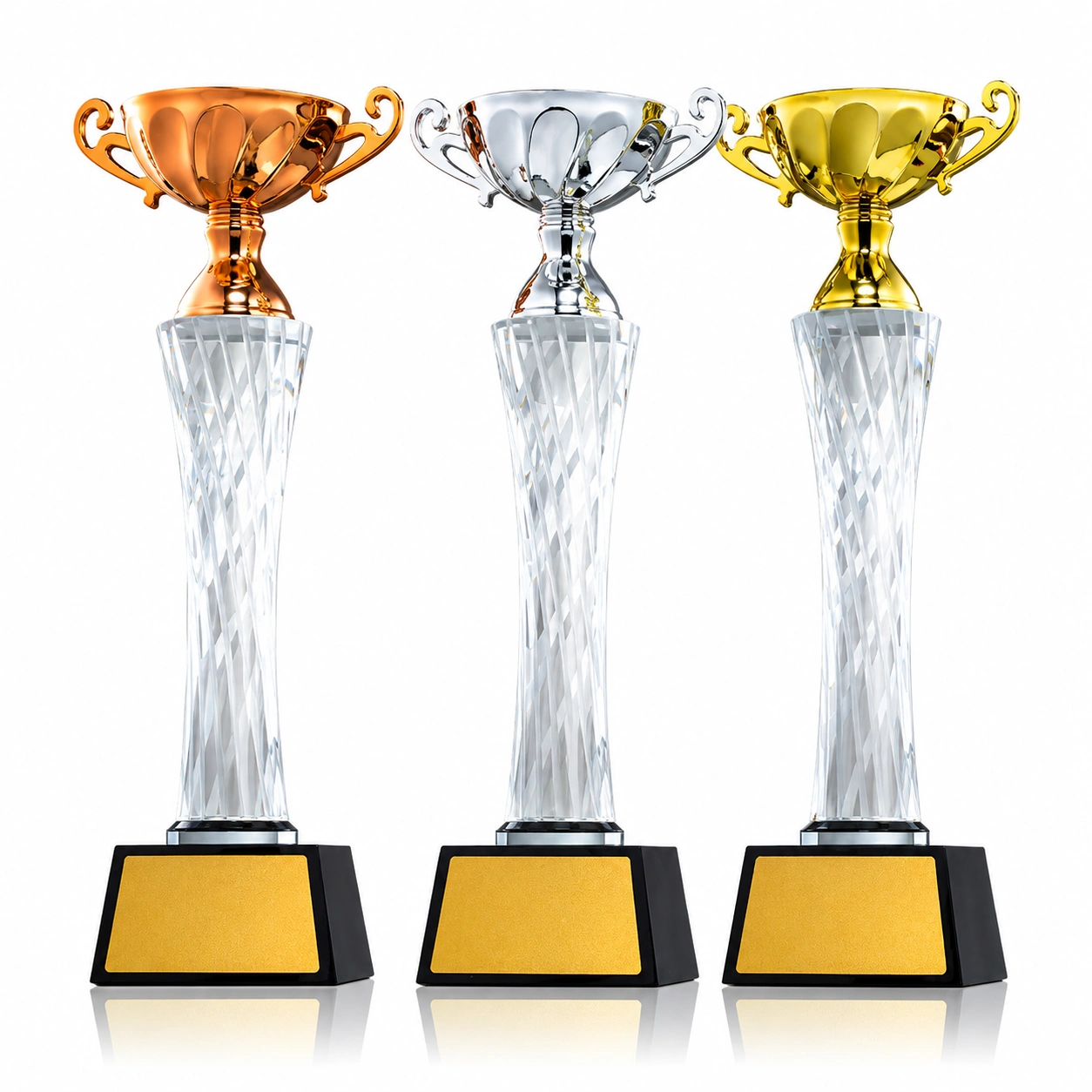 Gold Silver Bronze Crystal Cup Awards for 1st 2nd 3rd Place