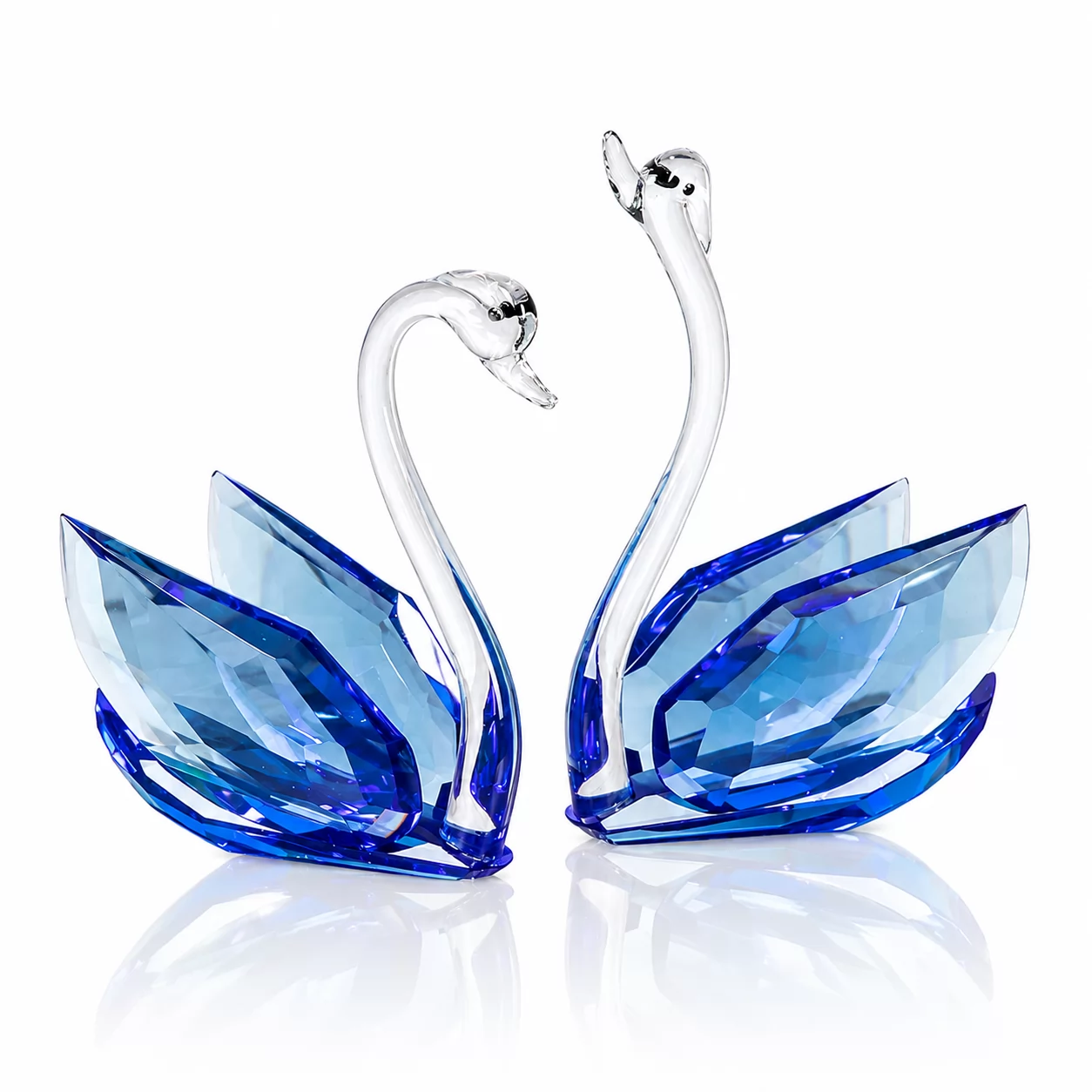 Faceted Crystal Swan Couple Ornament for Wedding Tabletop Decor & Anniversary Gifts