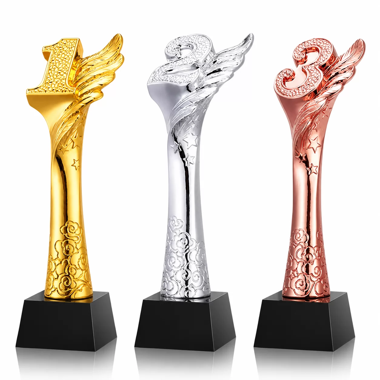 Gold Silver Bronze Number Trophy for Champion, Runner-Up & Third Place Recognition