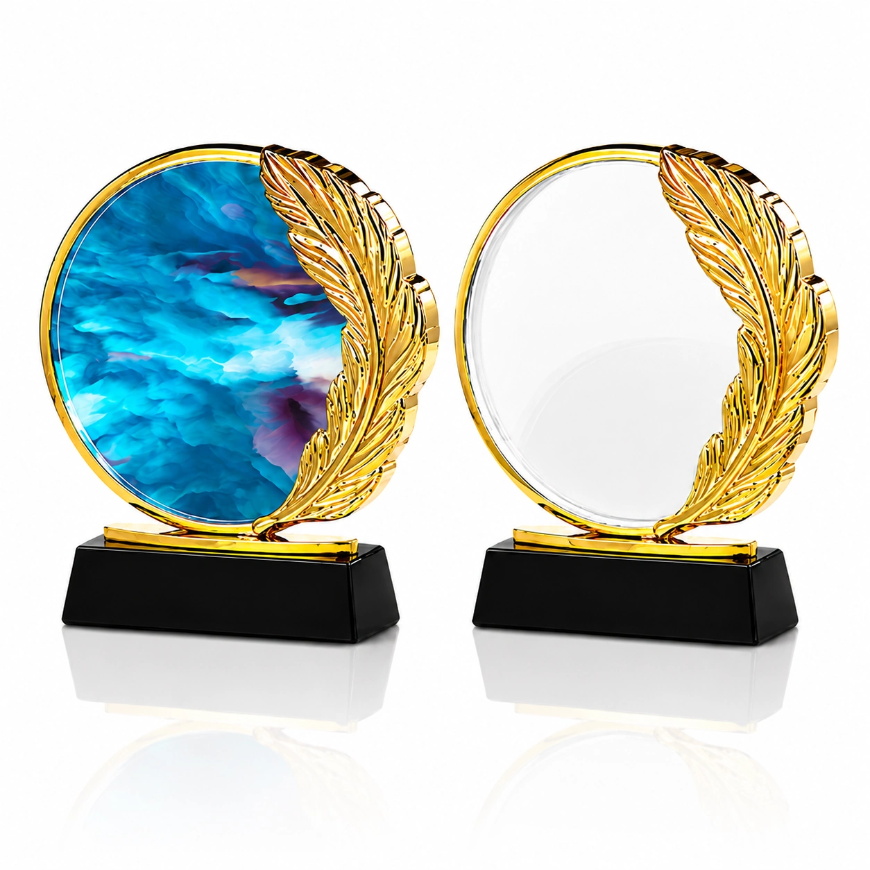 Laurel Wreath Crystal Award – Custom Excellence & Corporate Recognition Trophy