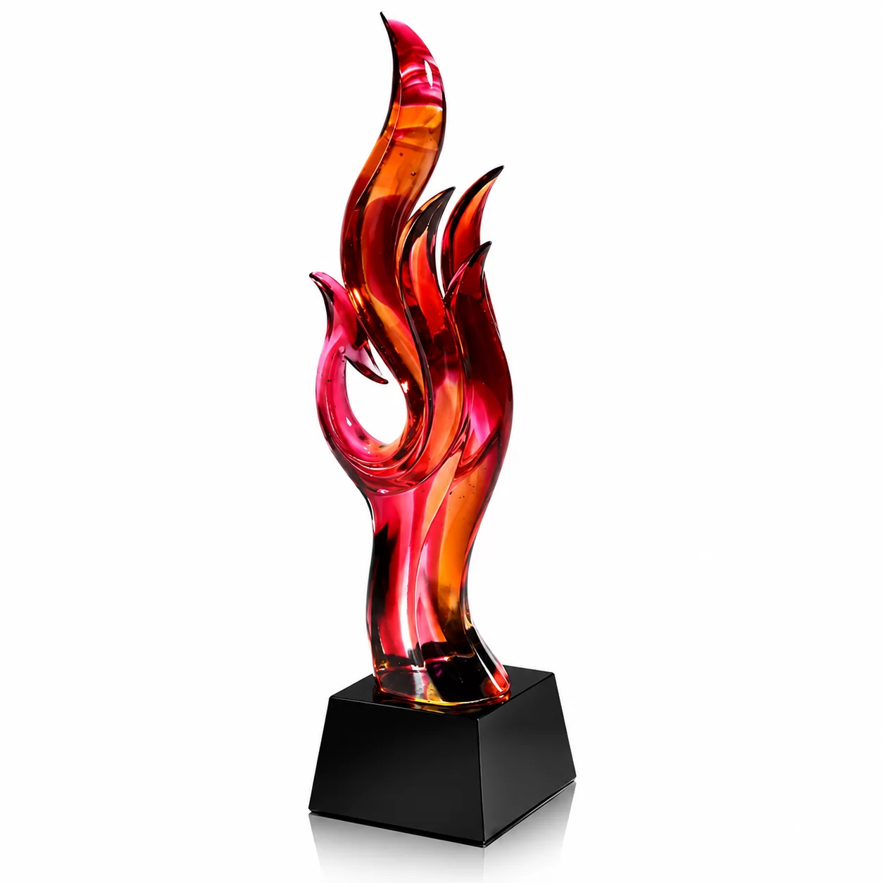 Abstract Liuli Art Glass Award with Flowing Flame Design for Corporate Recognition view 2