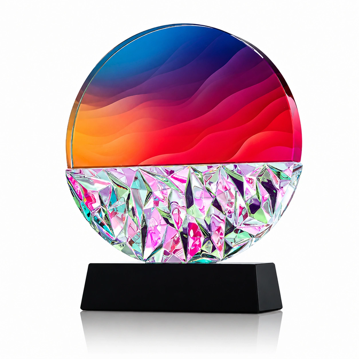 Rainbow Round Crystal Award – Custom Achievement & Recognition Trophy