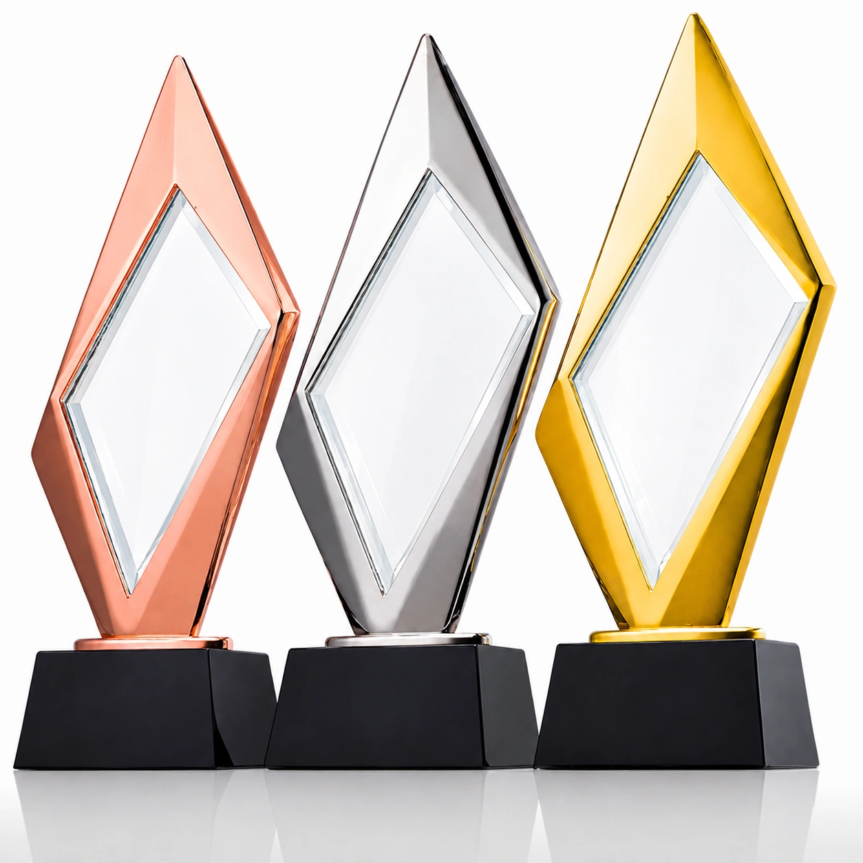 Diamond Frame Crystal Award – Custom Gold Silver Rose Gold Recognition Trophy