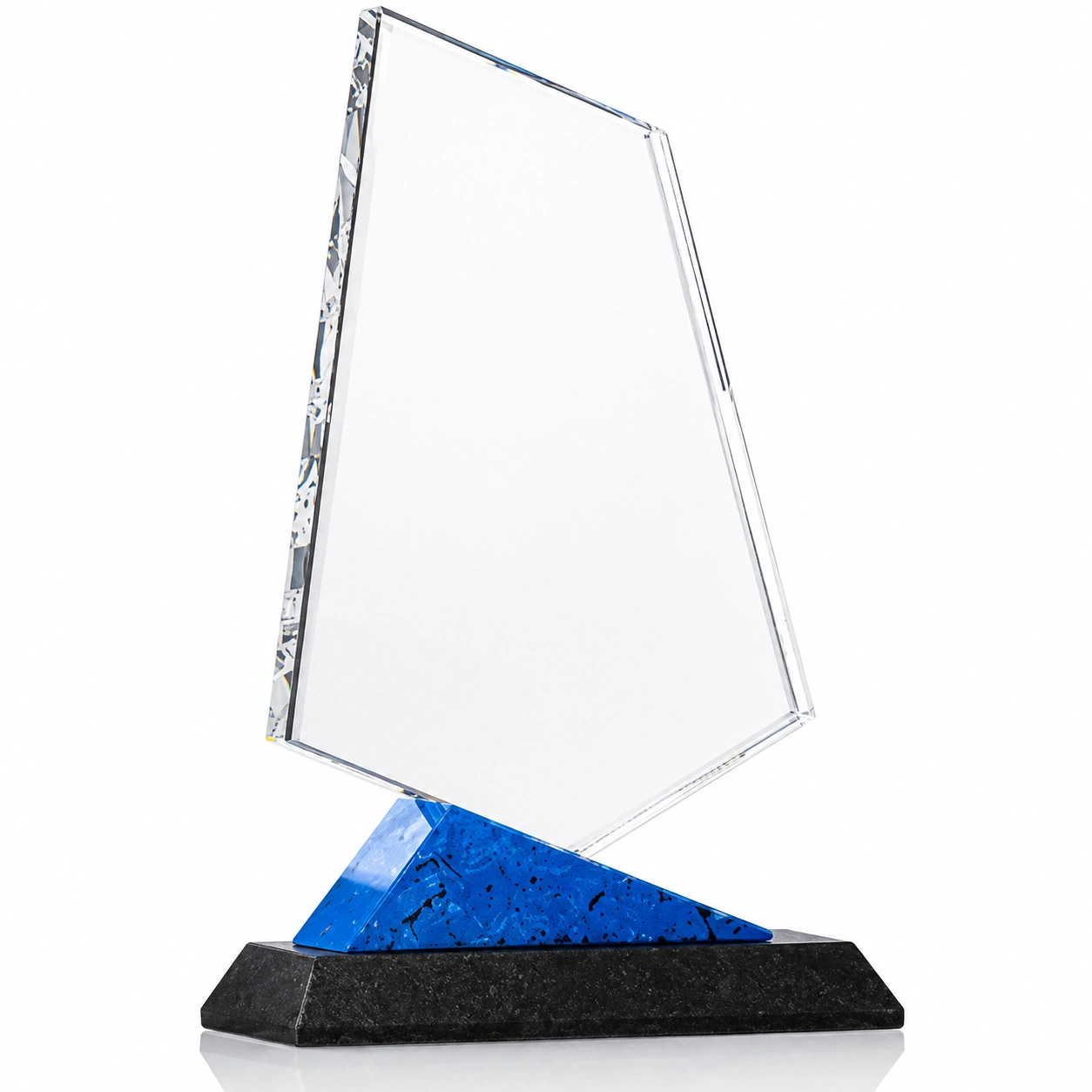 Asymmetrical Clear Crystal Award – Custom Engraved Corporate Recognition Trophy