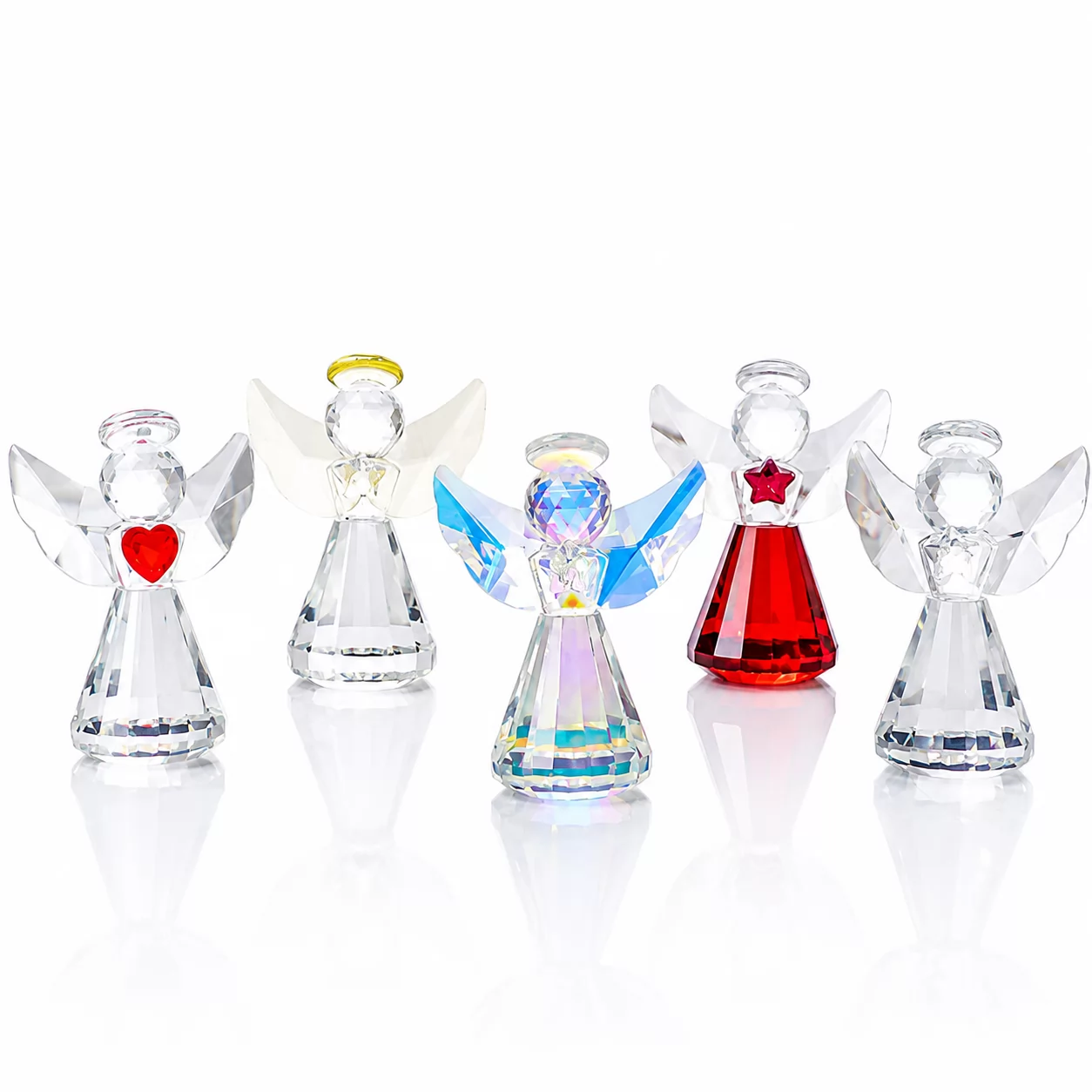 Clear Crystal Angel Figurine with Red Heart – Decorative Guardian Angel for Home Decor & Gifts view 5