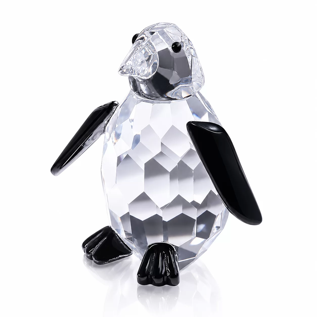 Crystal Penguin Figurine – Cute Animal Ornament with Black Gem Accents for Home Decor view 2
