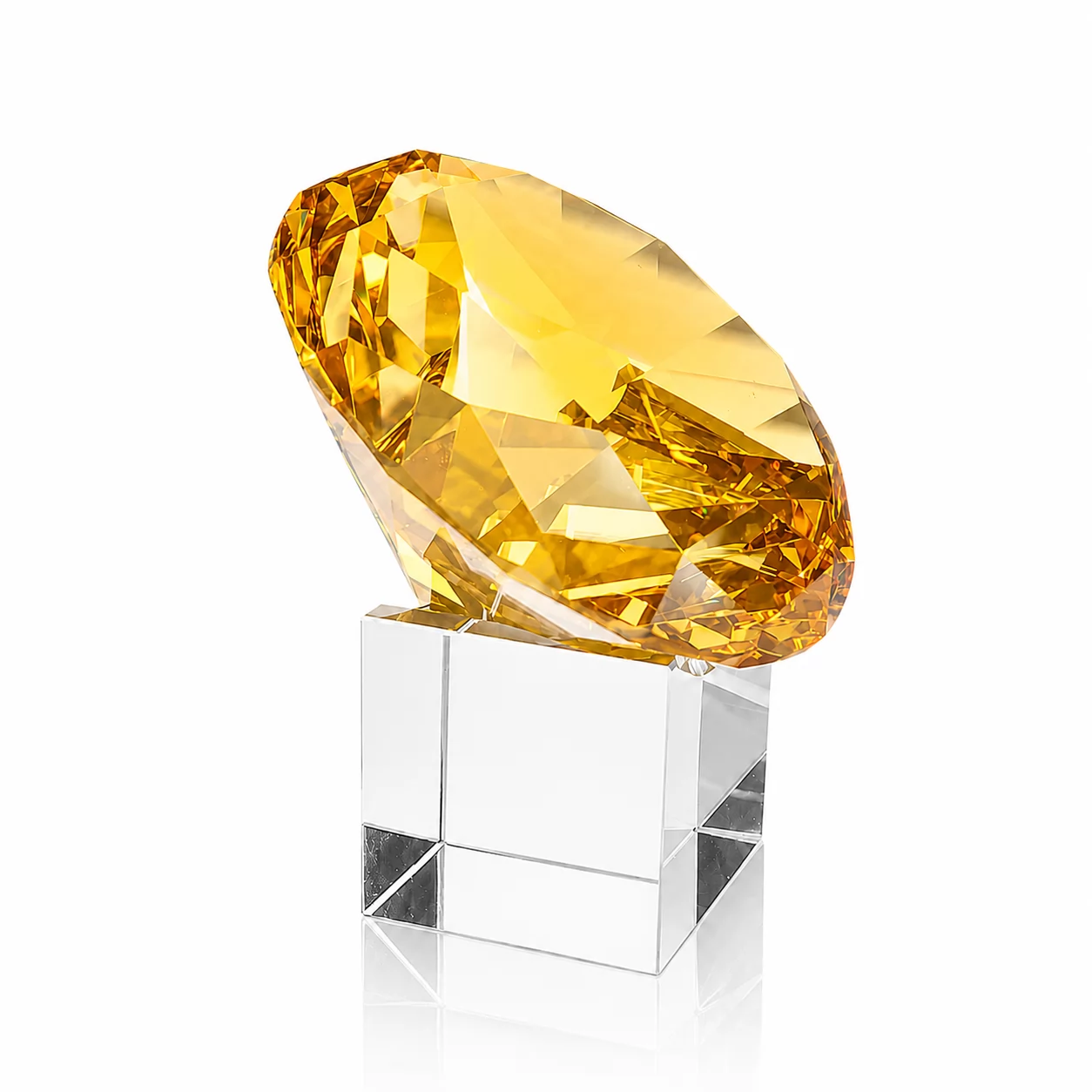 Faceted Red Crystal Diamond Paperweight for Gifts, Displays & Special Occasions