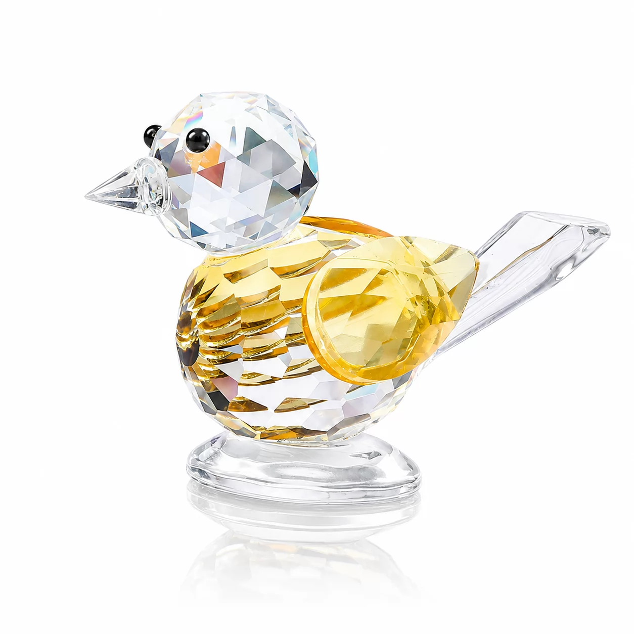Faceted Crystal Bird Ornament – Decorative Glass Bird Figurine for Home & Office