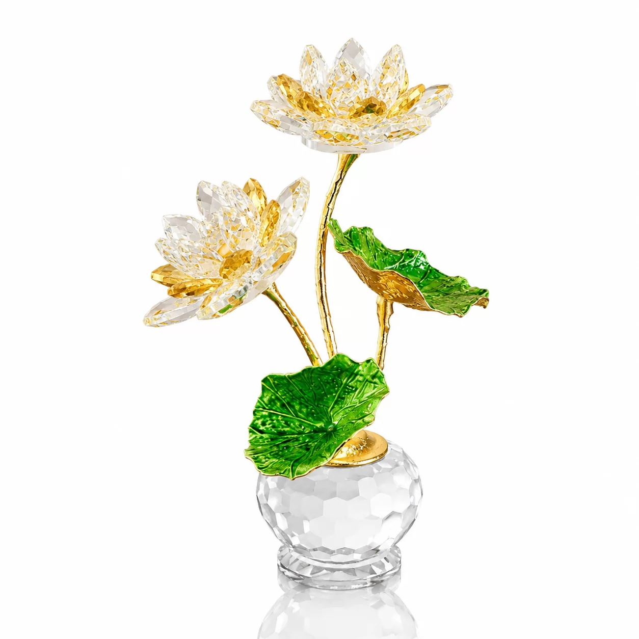 Red Crystal Lotus Flower Figurine – Elegant Floral Ornament for Home Decor view 4