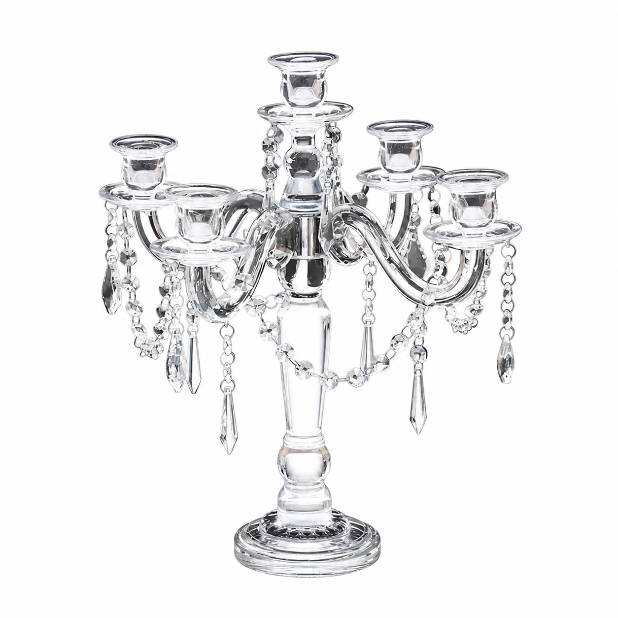 5 Arms Crystal Candelabra for Weddings, Hotels, Banquets & Luxury Interior Styling