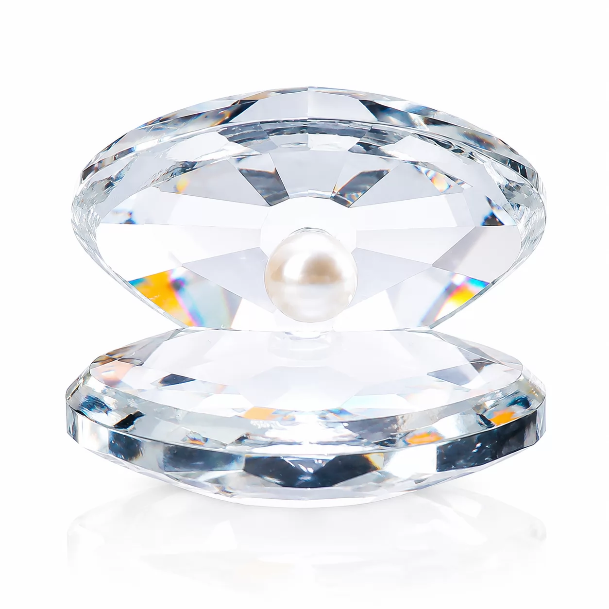 Crystal Pearl Ornament with Faceted Gem Design – Timeless Home Accent
