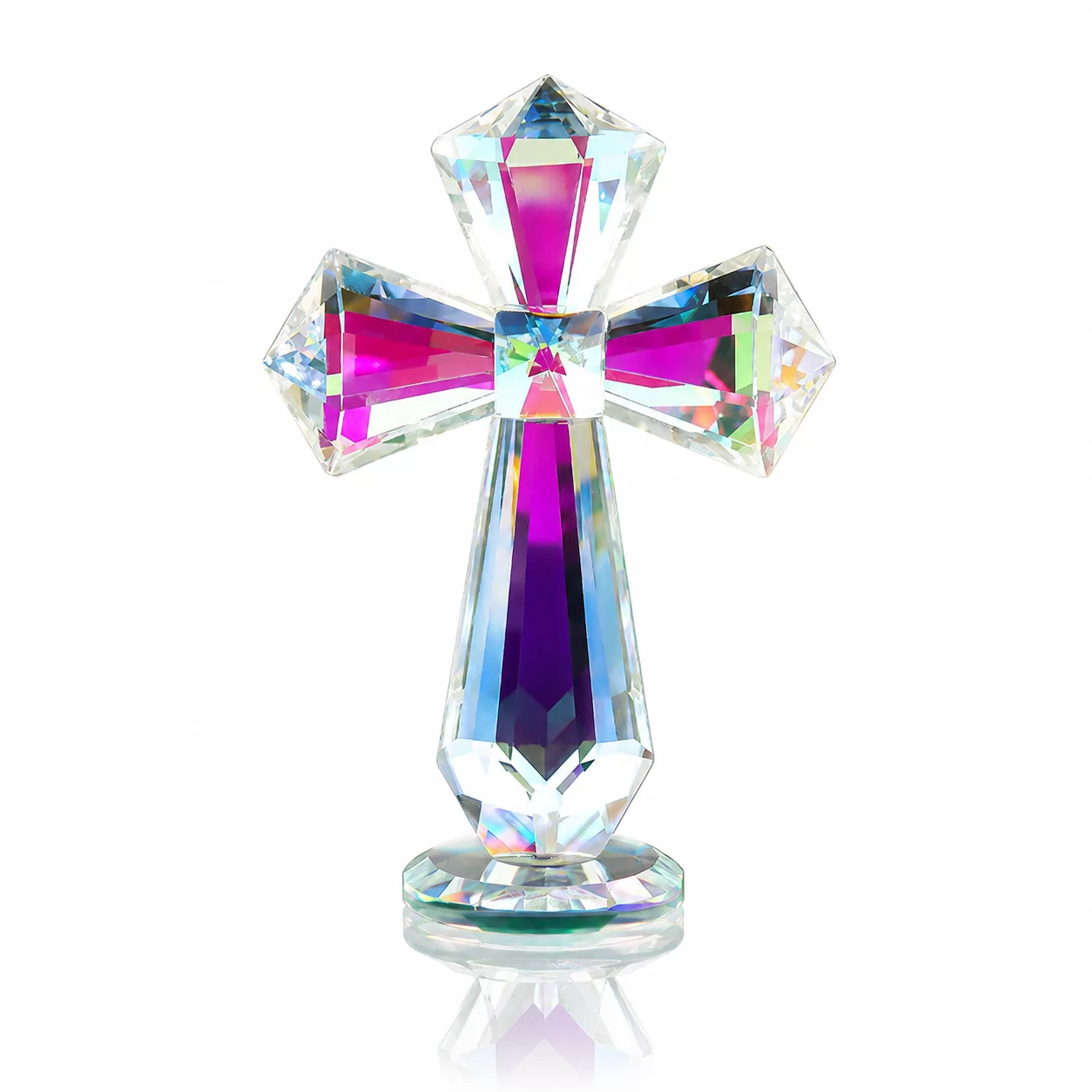Luxury Faceted Crystal Cross Figurine – Christian Gift & Home Decoration