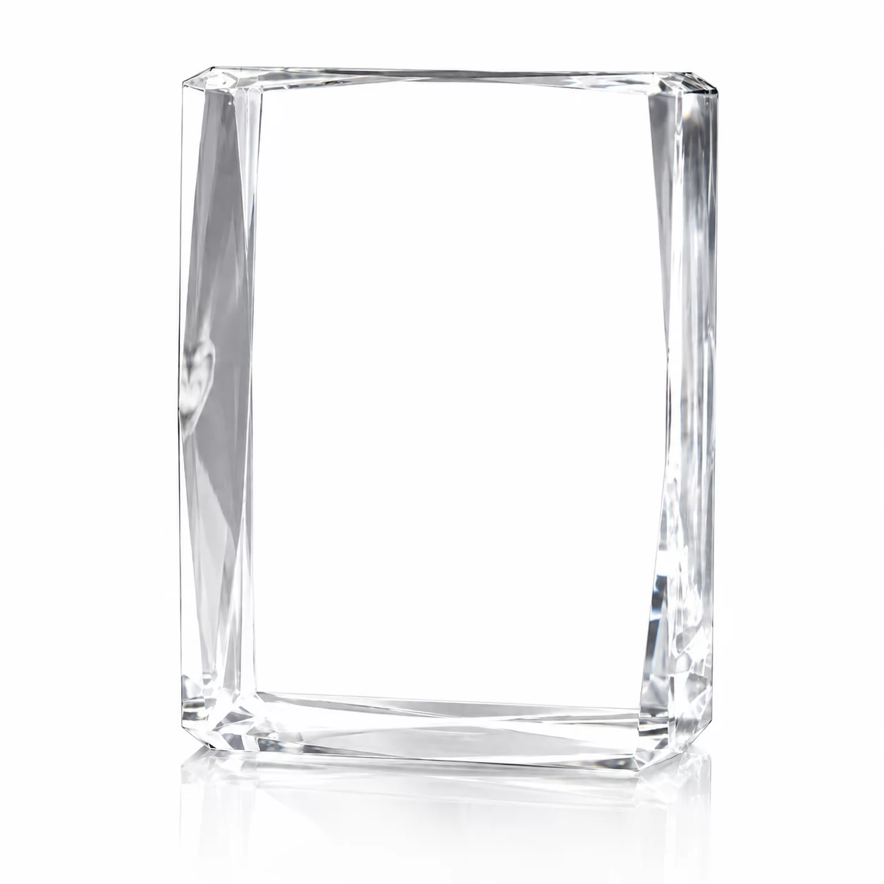 Beveled Rectangular Optical Crystal Block for 3D Portrait & Logo Engraving