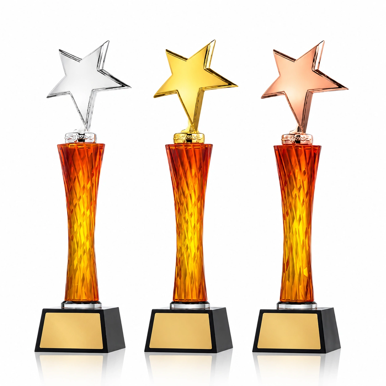 Personalized Star Recognition Trophy with Colorful Crystal Column