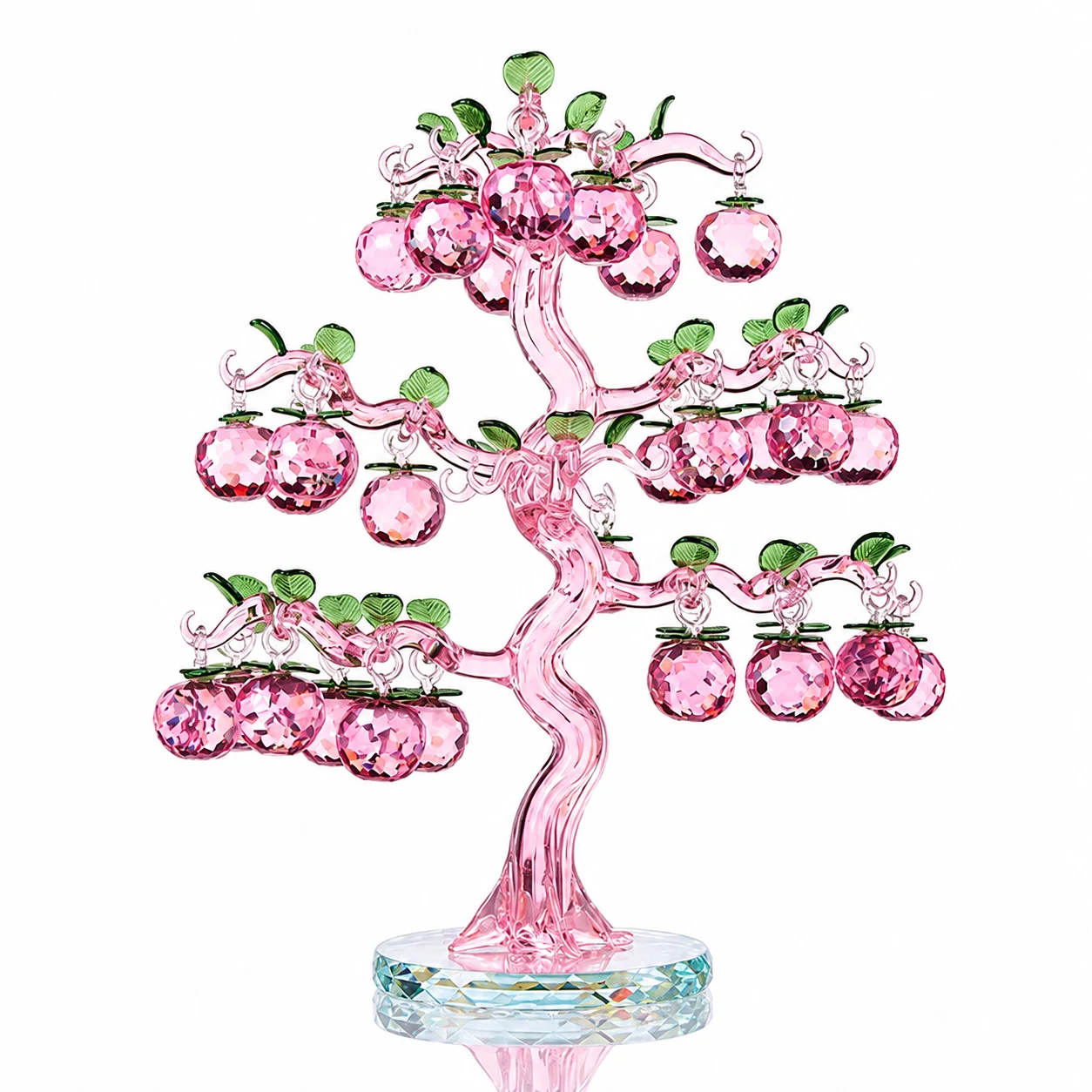 Multicolor Crystal Apple Tree Figurine with 36 Hanging Apples for Home Decor & Gifts view 3