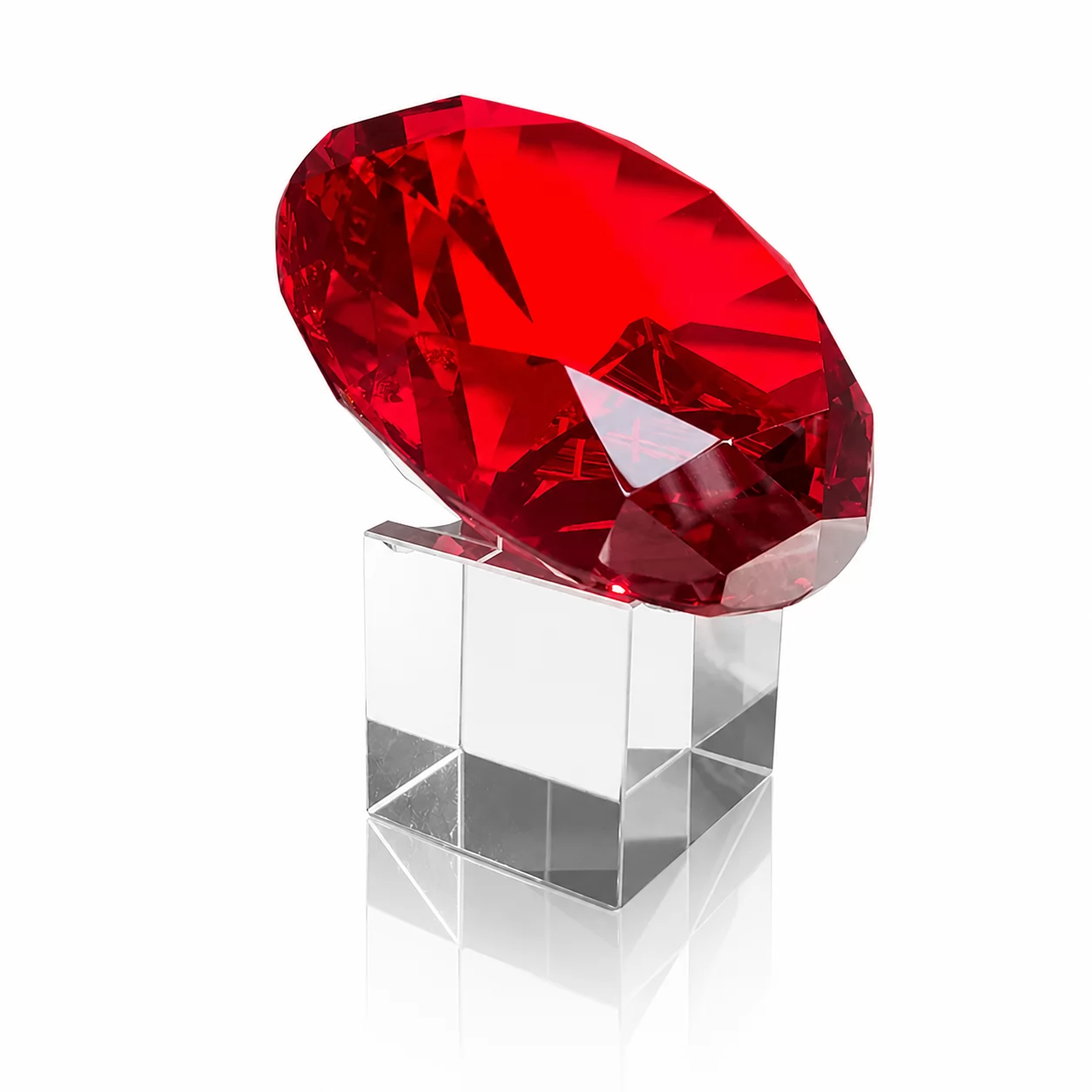 Faceted Red Crystal Diamond Paperweight for Gifts, Displays & Special Occasions view 2